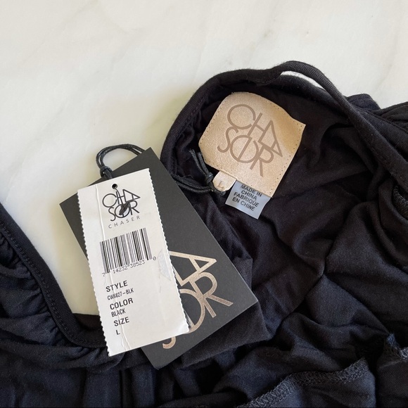 *SOLD* Chaser Cold Shoulder Cami Romper Black Sz L - Picture 7 of 11